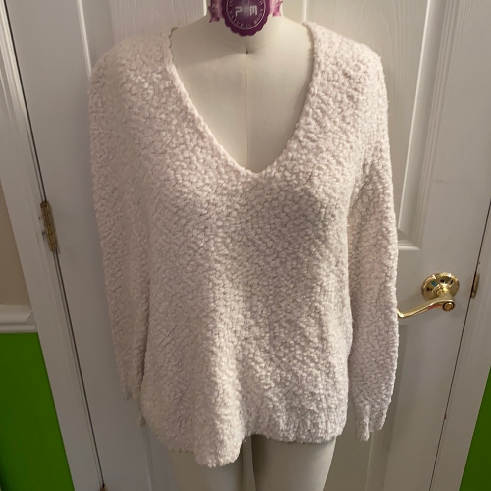 Overstitch Textured V-Neck Sweater